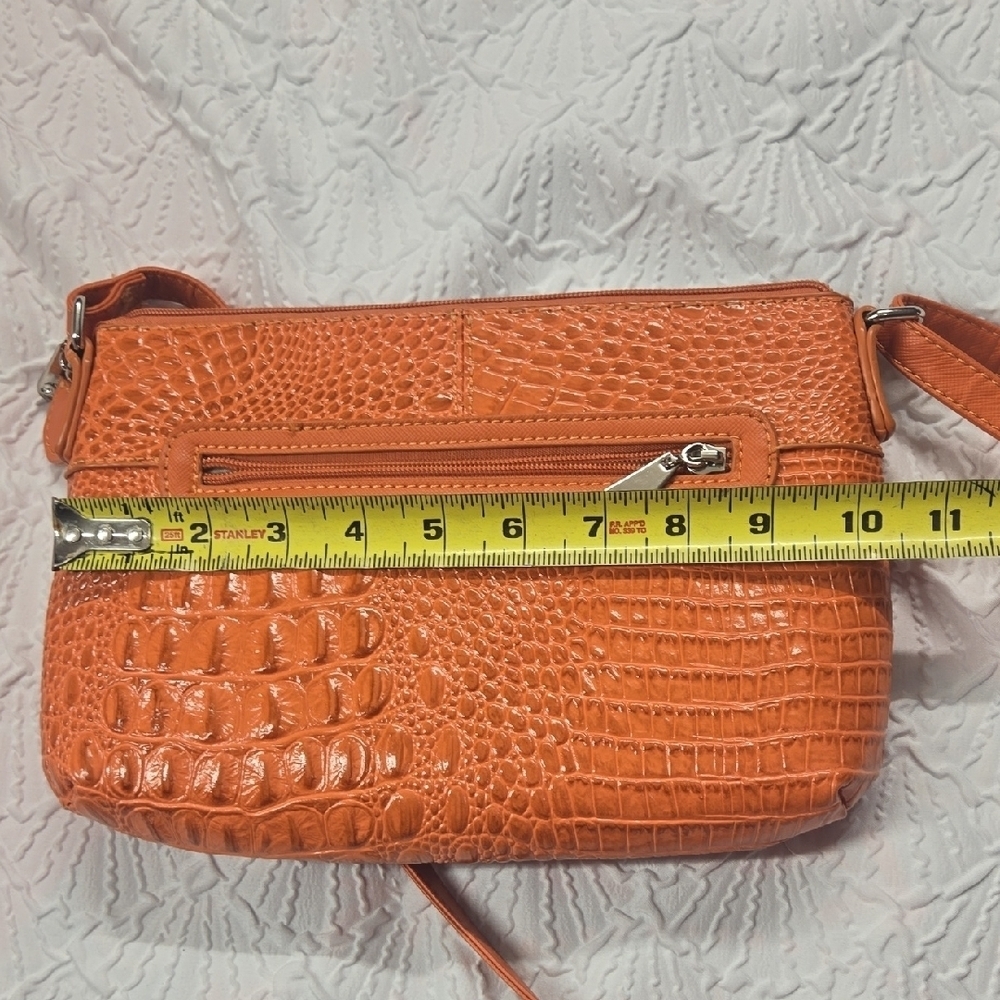 Chic Orange Croc-Embossed Crossbody Bag - Picture 7 of 10